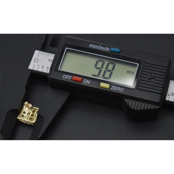 Real 10K Yellow Gold 9.8mm Micro-Pave Square CZ Stud Earrings 2.6gr Men-Women - Picture 4 of 6